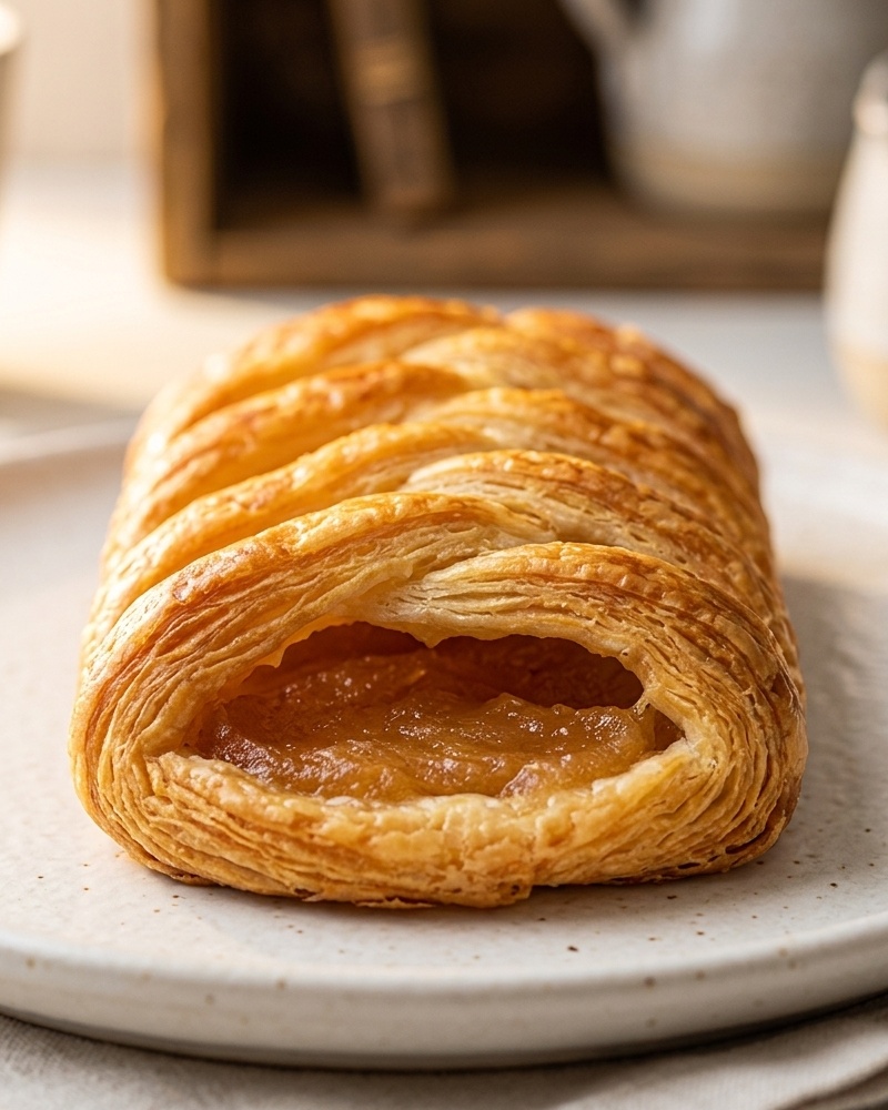 Flaky apple butter danish with visible filling