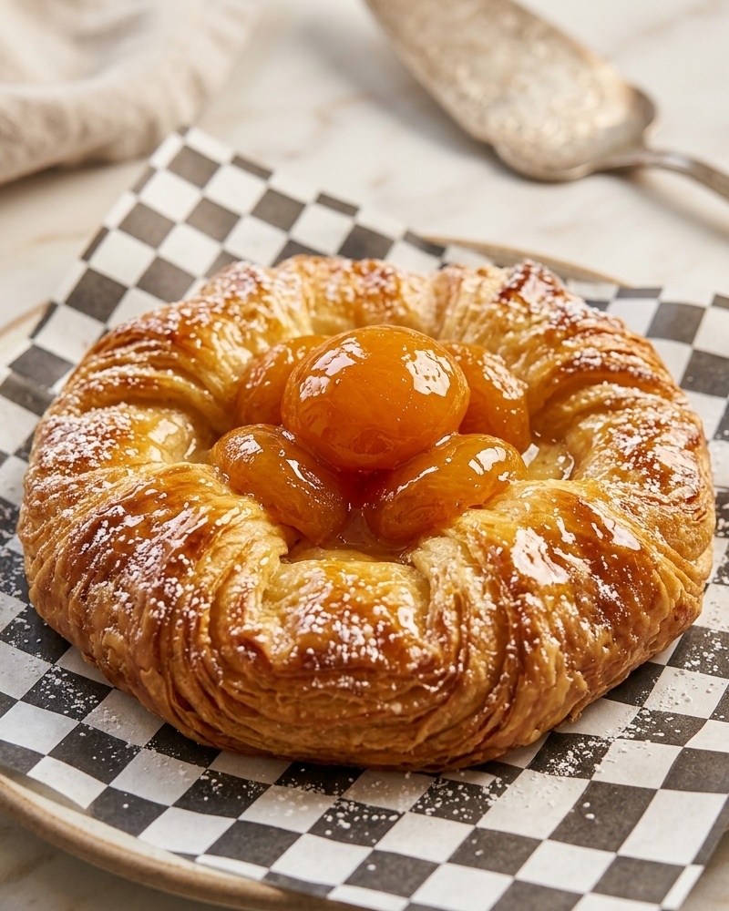 Sweet, sun-ripened apricot nestled in golden pastry folds