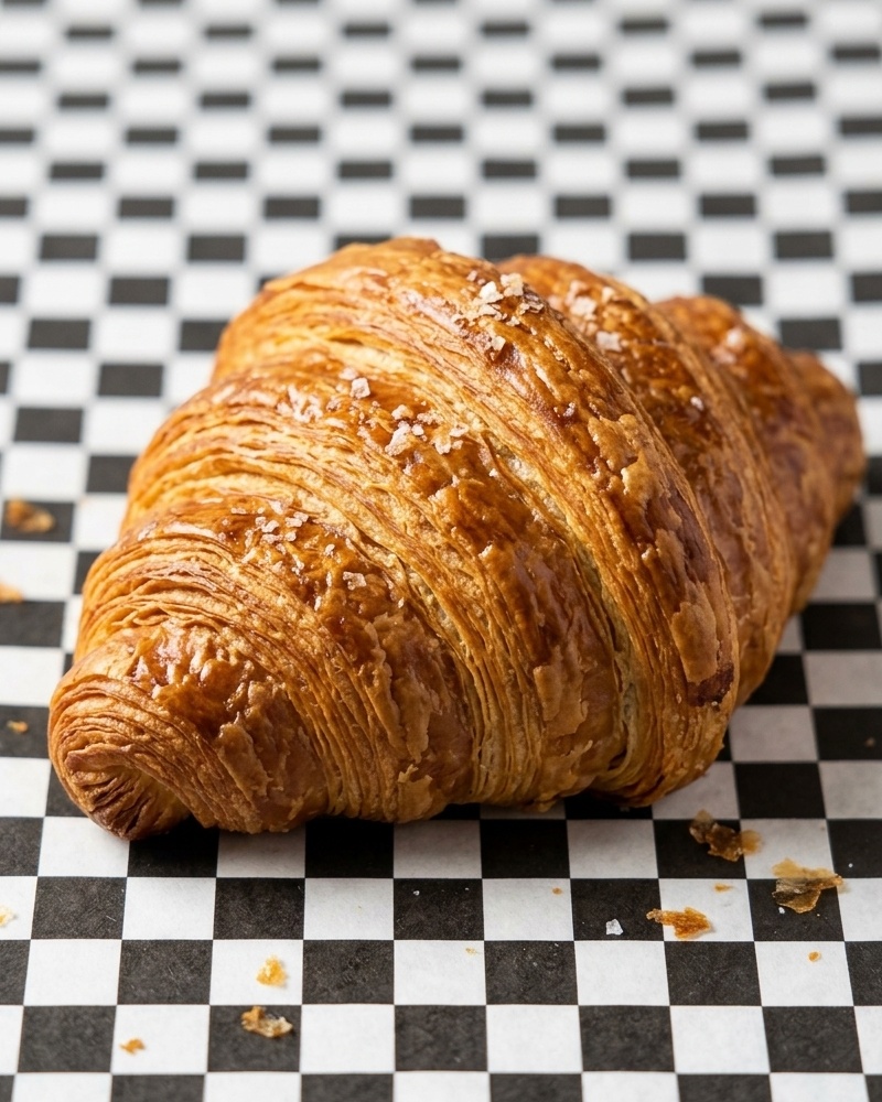 Classic chocolate croissant with flaky layers