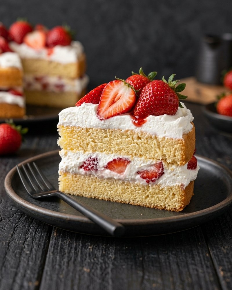 Strawberry shortcake cheesecake with fresh strawberry glaze